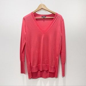 J Crew Merino Wool Sweater Pink V-Neck Long Sleeve Size